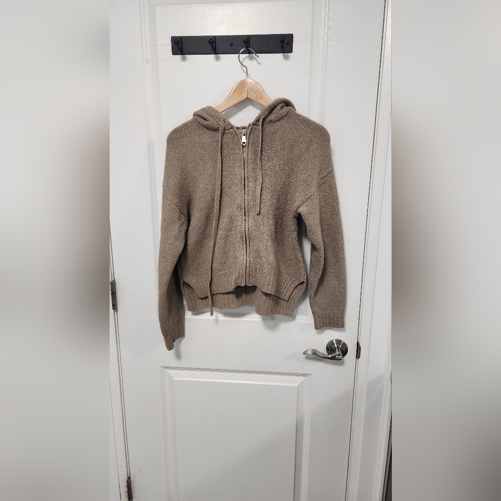 Zip up cardigan knit sweater